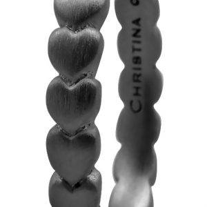 CHRISTINA Black Sølvring Hearts - 1.4D Størrelse 53