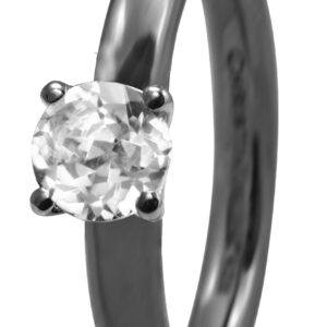 CHRISTINA Black Sølvring Topaz Solitaire - 3.11D Størrelse 49