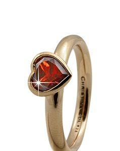 CHRISTINA Forgyldt Sølvring Garnet Big Heart - 3.2B Størrelse 49