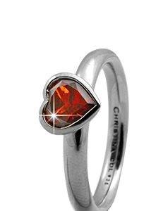 CHRISTINA Sølvring Garnet Big Heart - 3.2A Størrelse 49