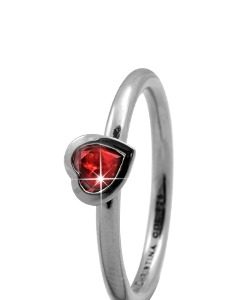 CHRISTINA Sølvring Garnet Heart - 2.6A Størrelse 49