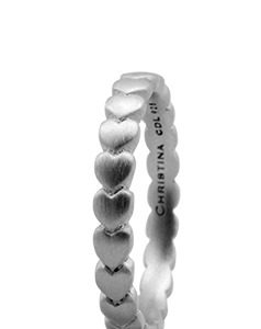 CHRISTINA Sølvring Hearts - 1.4A Størrelse 53