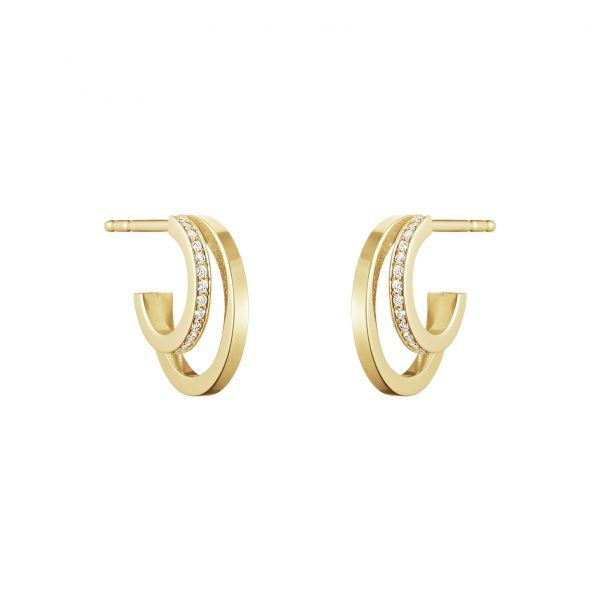 Georg Jensen Halo 18 kt ørering med enkelt pavé - 10014064