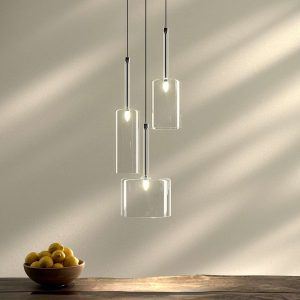 Spillray - glas pendellampe med 3 lyskilder
