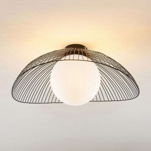 Lindby Fabronia loftlampe, gitter, glaskugle