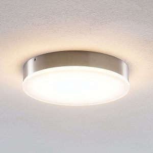 Lindby Leonta LED-loftlampe, nikkel, Ø 20 cm