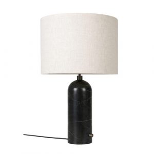 Gubi Gravity Bordlampe - Large - Sort Marmor Fod - Kanvas Skærm