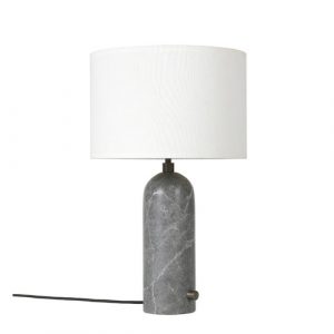 Gubi Gravity Bordlampe - Small - Grå Marmor Fod - Hvid Skærm