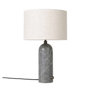 Gubi Gravity Bordlampe - Small - Grå Marmor Fod - Kanvas Skærm