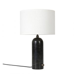 Gubi Gravity Bordlampe - Small - Sort Marmor Fod - Hvid Skærm