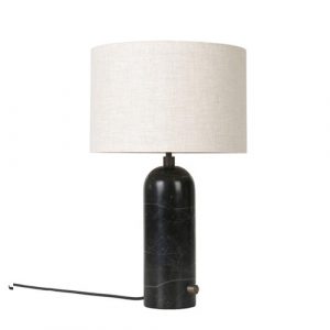Gubi Gravity Bordlampe - Small - Sort Marmor Fod - Kanvas Skærm