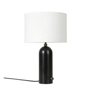 Gubi Gravity Bordlampe - Small - Sort Stålfod - Hvid Skærm