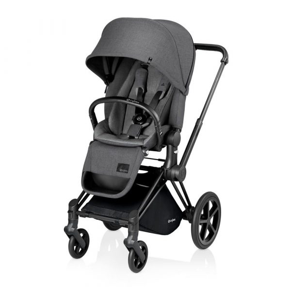 Cybex e-Priam Klapvogn - manhatten grey på matt black stel