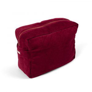 Filibabba Toilettaske (stor) - fløjl, Deeply red