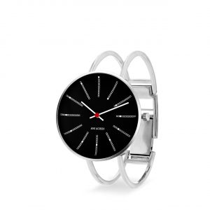 ARNE JACOBSEN Bankers 34mm sort skive, stål bangle