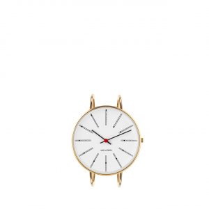 ARNE JACOBSEN Bankers 40mm hvid skive, guld bangle
