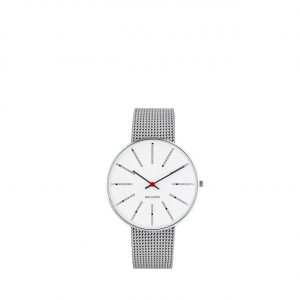 ARNE JACOBSEN Bankers 40mm hvid skive, stål mesh lænke