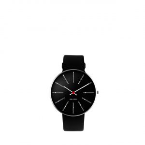 ARNE JACOBSEN Bankers 40mm sort skive, sort rem