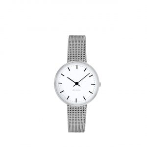 ARNE JACOBSEN City Hall 30mm hvid skive, stål mesh lænke