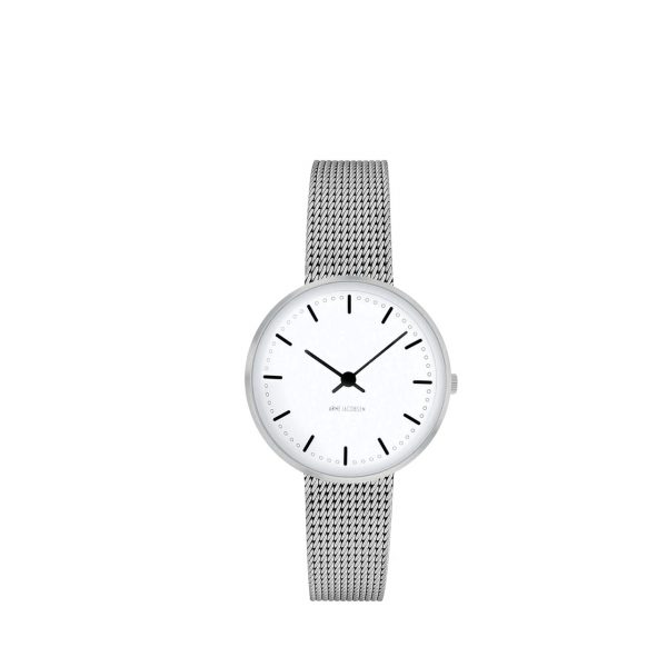 ARNE JACOBSEN City Hall 30mm hvid skive, stål mesh lænke