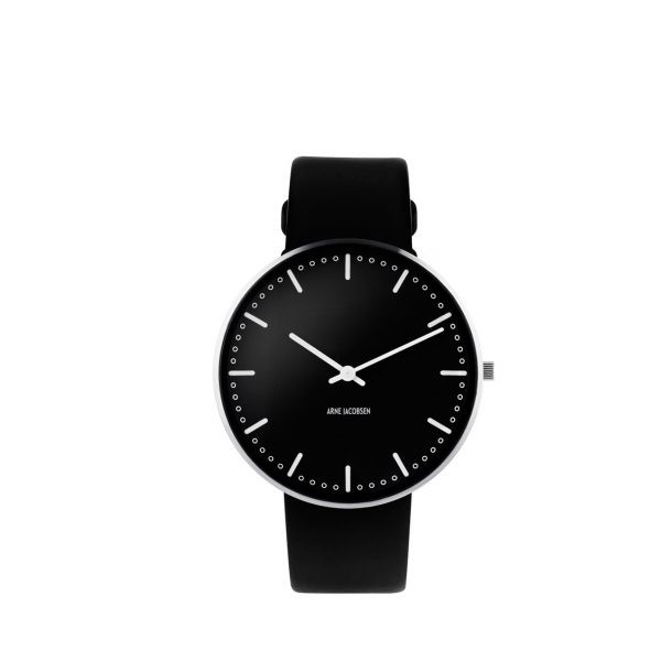 ARNE JACOBSEN City Hall 40mm sort skive, sort rem