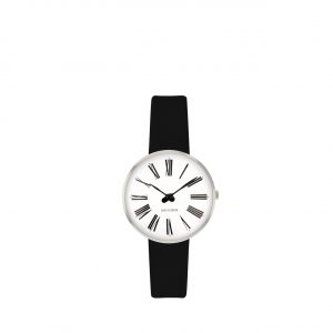 ARNE JACOBSEN Roman 30mm hvid skive, sort rem