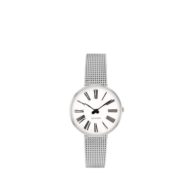 ARNE JACOBSEN Roman 30mm hvid skive, stål mesh lænke