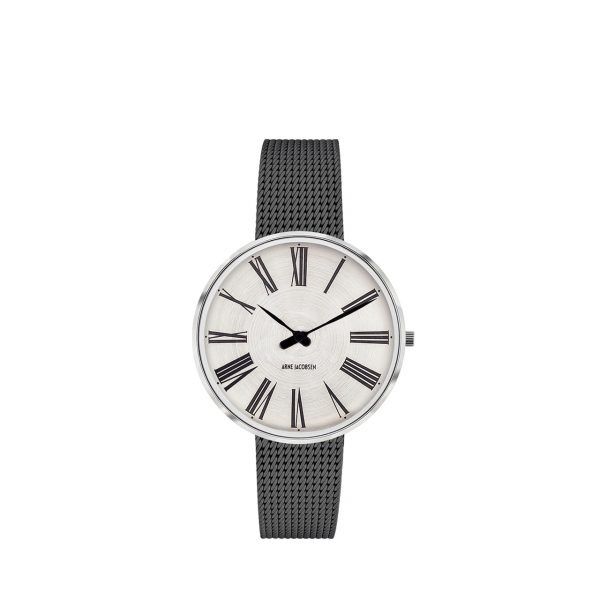 ARNE JACOBSEN Roman 34mm Sunray skive, grå mesh lænke
