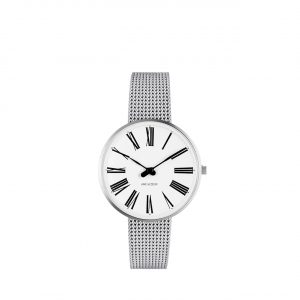 ARNE JACOBSEN Roman 34mm hvid skive, stål mesh lænke