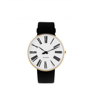 ARNE JACOBSEN Roman 40mm hvid skive, sort rem