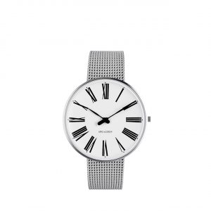 ARNE JACOBSEN Roman 40mm hvid skive, stål mesh lænke