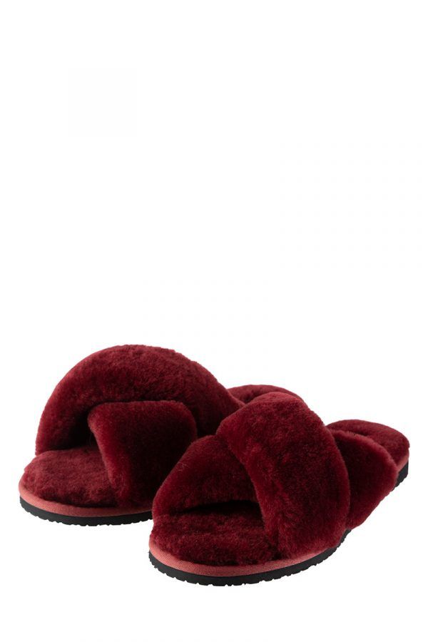 CRÉTON Dolly slippers i lammeskind (BURGUNDY, 41)