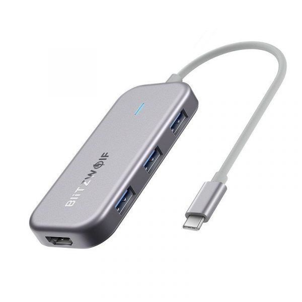 Blitzwolf BW-TH5 7-i-1 Hub (USB-C til 3xUSB 3.0, HDMI, USB-C PD, SD, microSD)