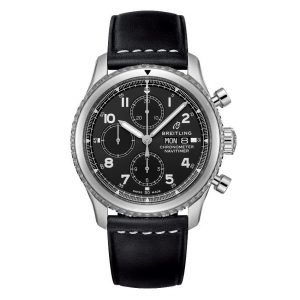 Breitling NAVITIMER 8 CHRONOGRAPH 43 herreur i sort med læderrem