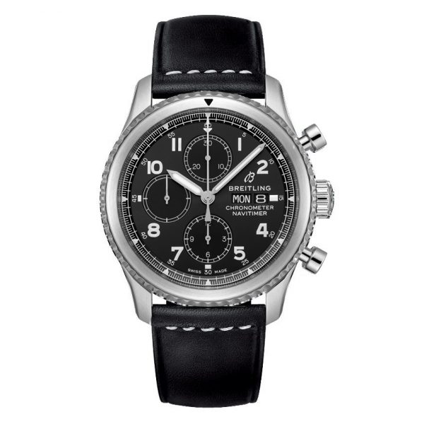 Breitling NAVITIMER 8 CHRONOGRAPH 43 herreur i sort med læderrem