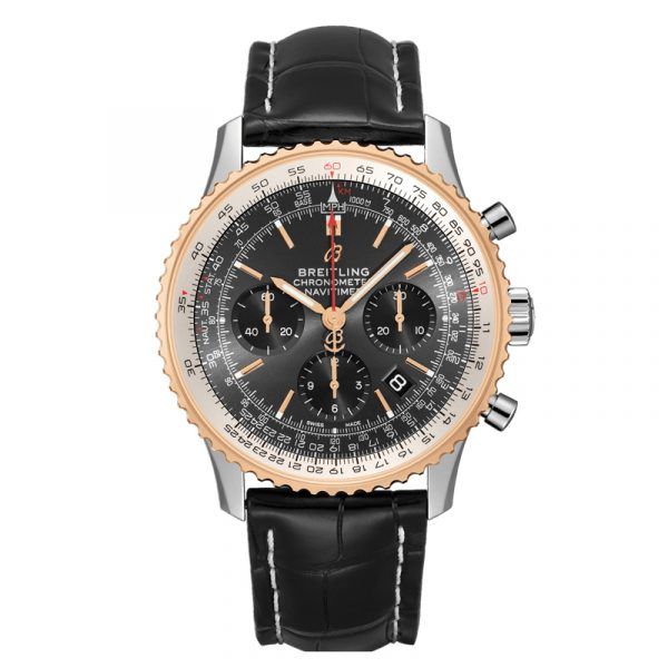 Breitling Navitimer B01 Chronograph 43 herreur i stål/guld med krokodillerem