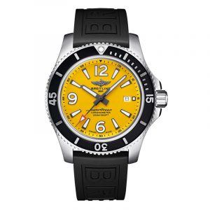 Breitling Superocean II Automatic 44 herreur i stål med guld skive og gummirem
