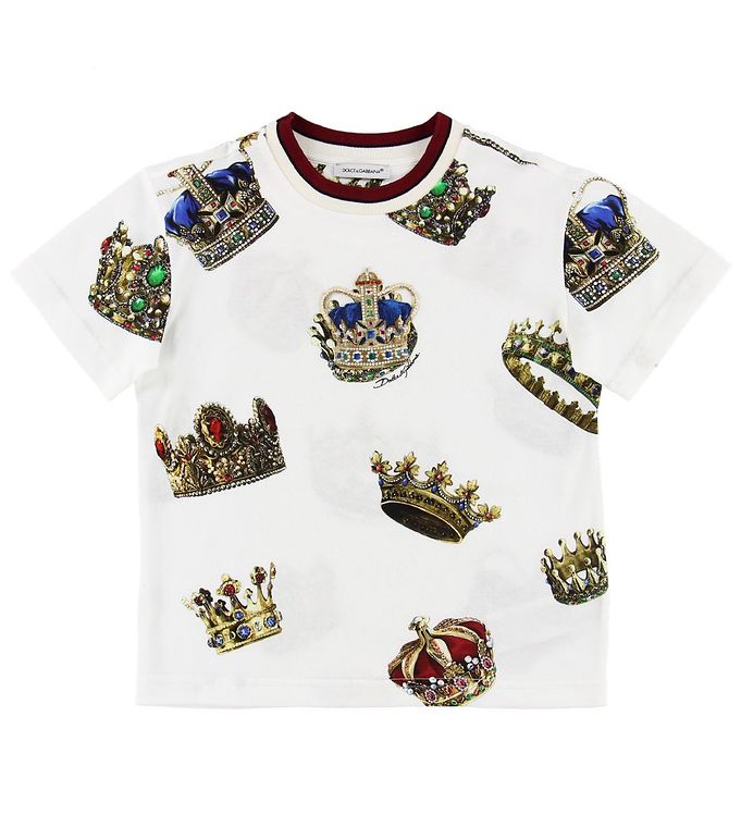 Skibform bønner Tilsvarende Dolce & Gabbana T-shirt – Hvid m. Kroner | Husk Din Gave Betyder Meget