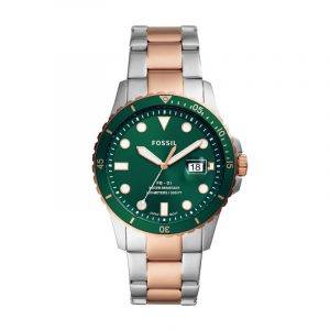FOSSIL FB-01 dykker armbåndsur, grøn skive med lænke