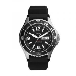 FOSSIL FB-02 dykker armbåndsur i sort stål med sort gummirem Ø48