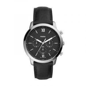 Fossil armbåndsur NEUTRA CHRONO med sort skive og sort læderrem
