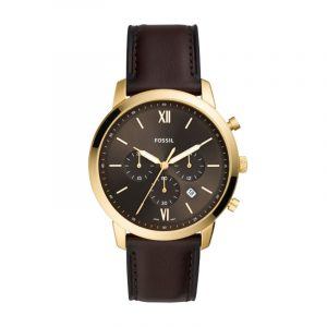 Fossil armbåndsur NEUTRA CHRONO med sort/brun skive og brun læderrem
