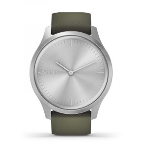 Garmin Vivomove Style smartwatch armbåndsur i aluminium med mos grøn silikonerem