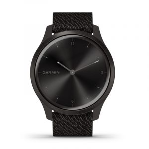 Garmin Vivomove Style smartwatch armbåndsur i sort aluminium med meleret nylon rem