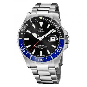 JAGUAR Diver armbåndsur i stål med sort blå/sort skive