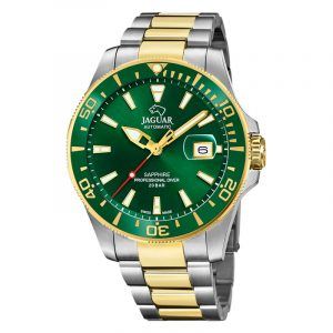 JAGUAR Diver automatic armbåndsur bicolour med grøn skive