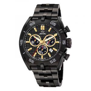 JAGUAR Special Edition chronograph armbåndsur i sort stål med carbon/guld skive