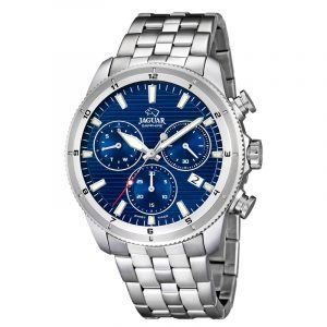 JAGUAR chrono armbåndsur med blå skive og lænke