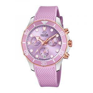 Jaguar Lady Diver Chronograph dameur i tofarvet rosa/stål med rosa gummirem