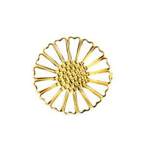 Lund Copenhagen Marguerit Broche Forgyldt med hvide blade 18 mm